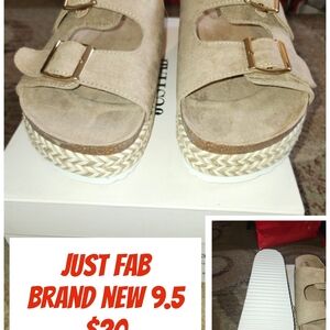 JustFab Beige Buckle Sandals